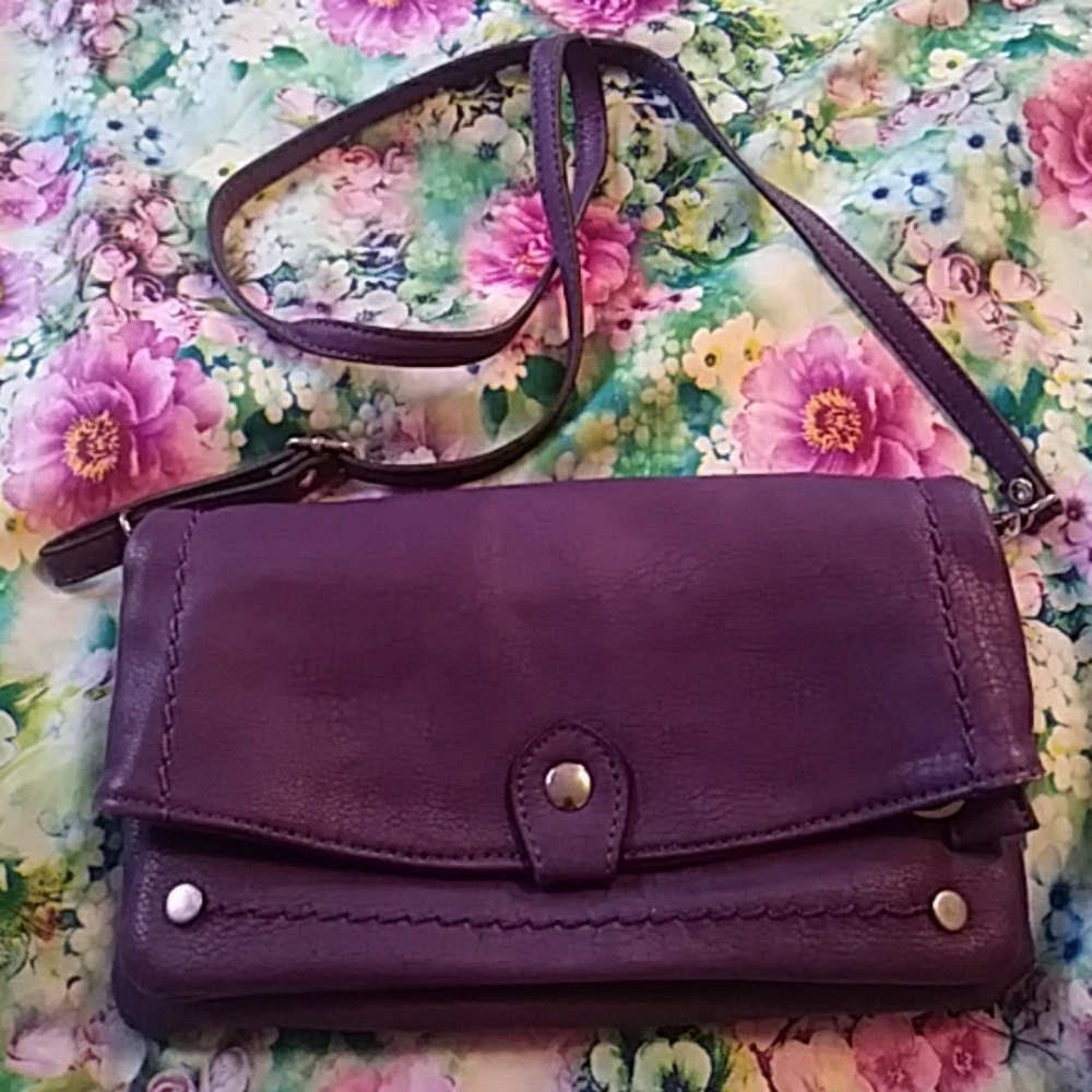 Purple Crossbody bag with detachable wallet
