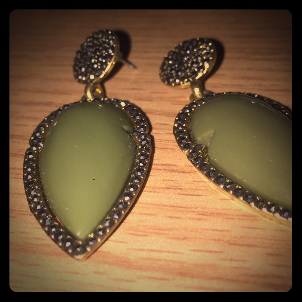 Olive and jewel post earrings