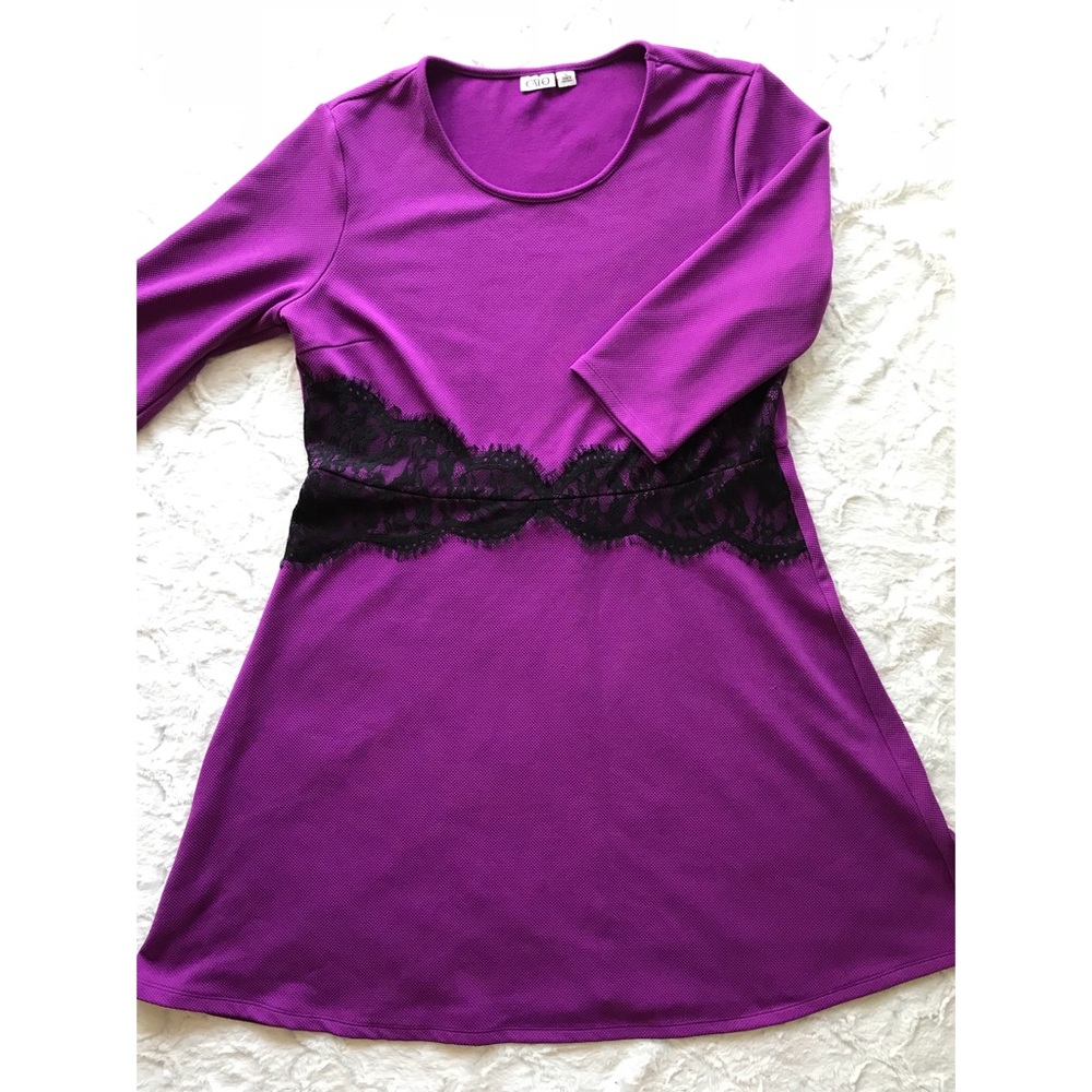 Cato Purple A-Line Dress with Lace
