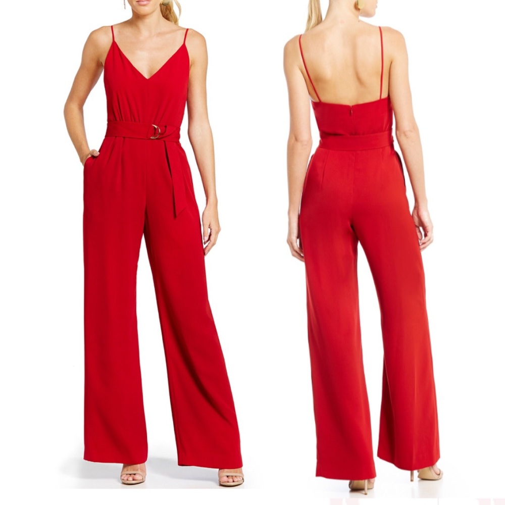 JILL Jill Stuart Belted Jumpsuit in Red