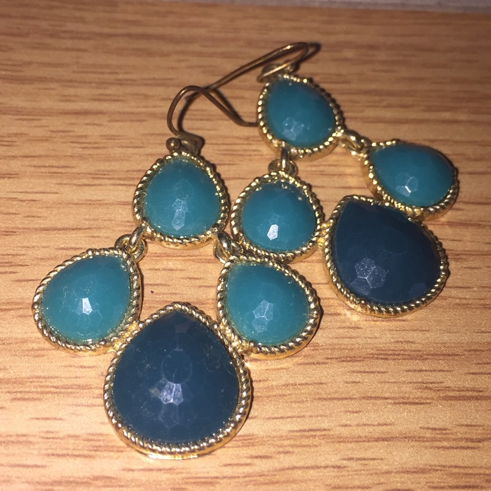 Teal and Gold Earrings