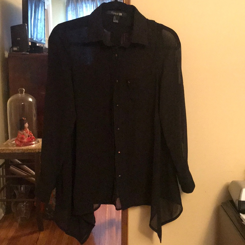 Solid black button down Long sleeve shirt