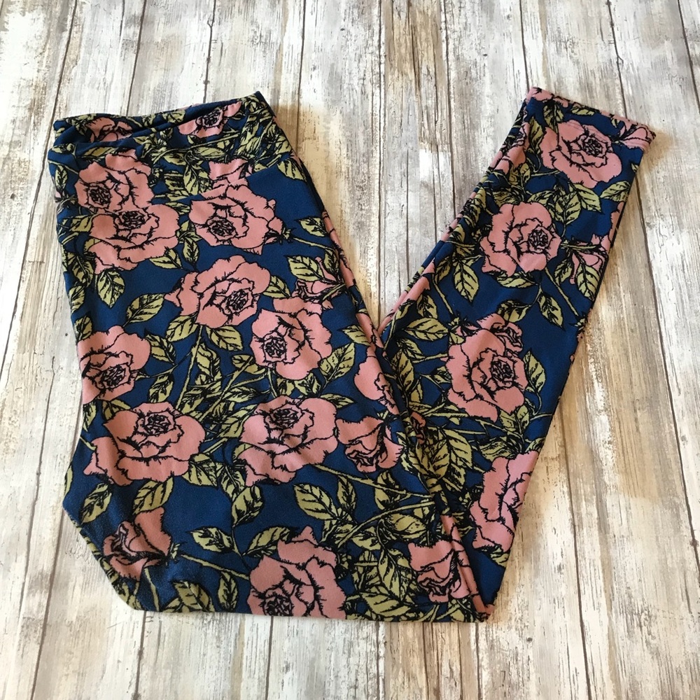 Lularoe TC Leggings with Roses Floral