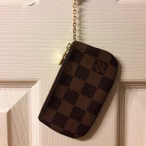 Louis Vuitton Damier Ebene zip coin purse keychain