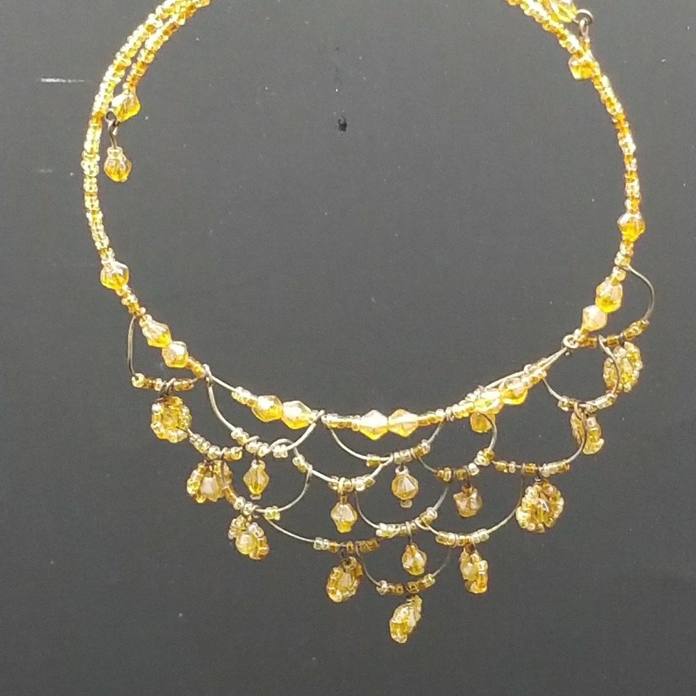 Vintage Amber Carnival glass chandelier choker