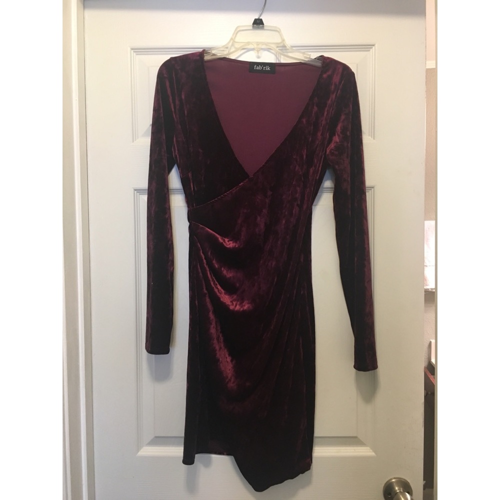 Long sleeve maroon velvet dress