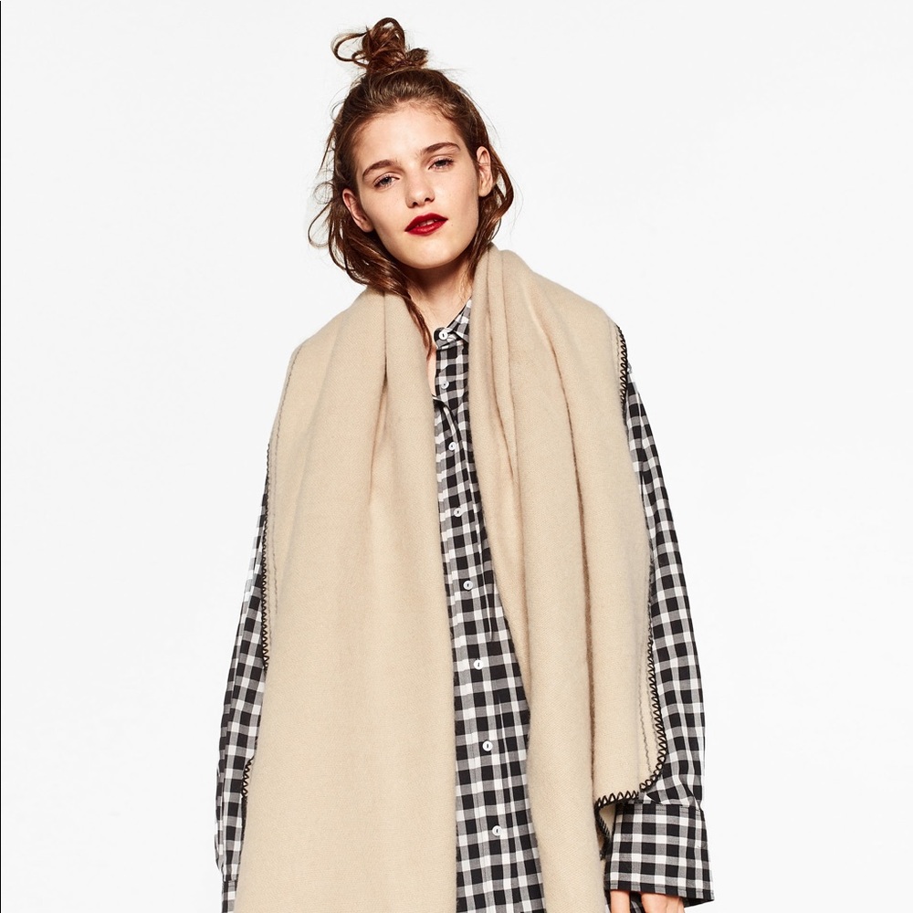 🍓NWT Zara Embroidered Sean scarf