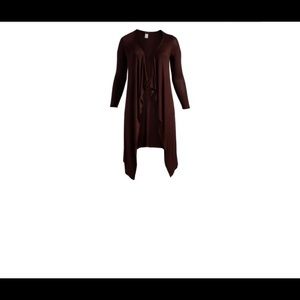 Brown Drape Open Duster
