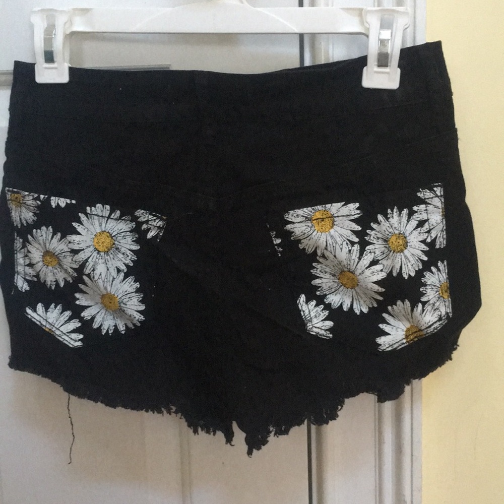 Black floral shorts