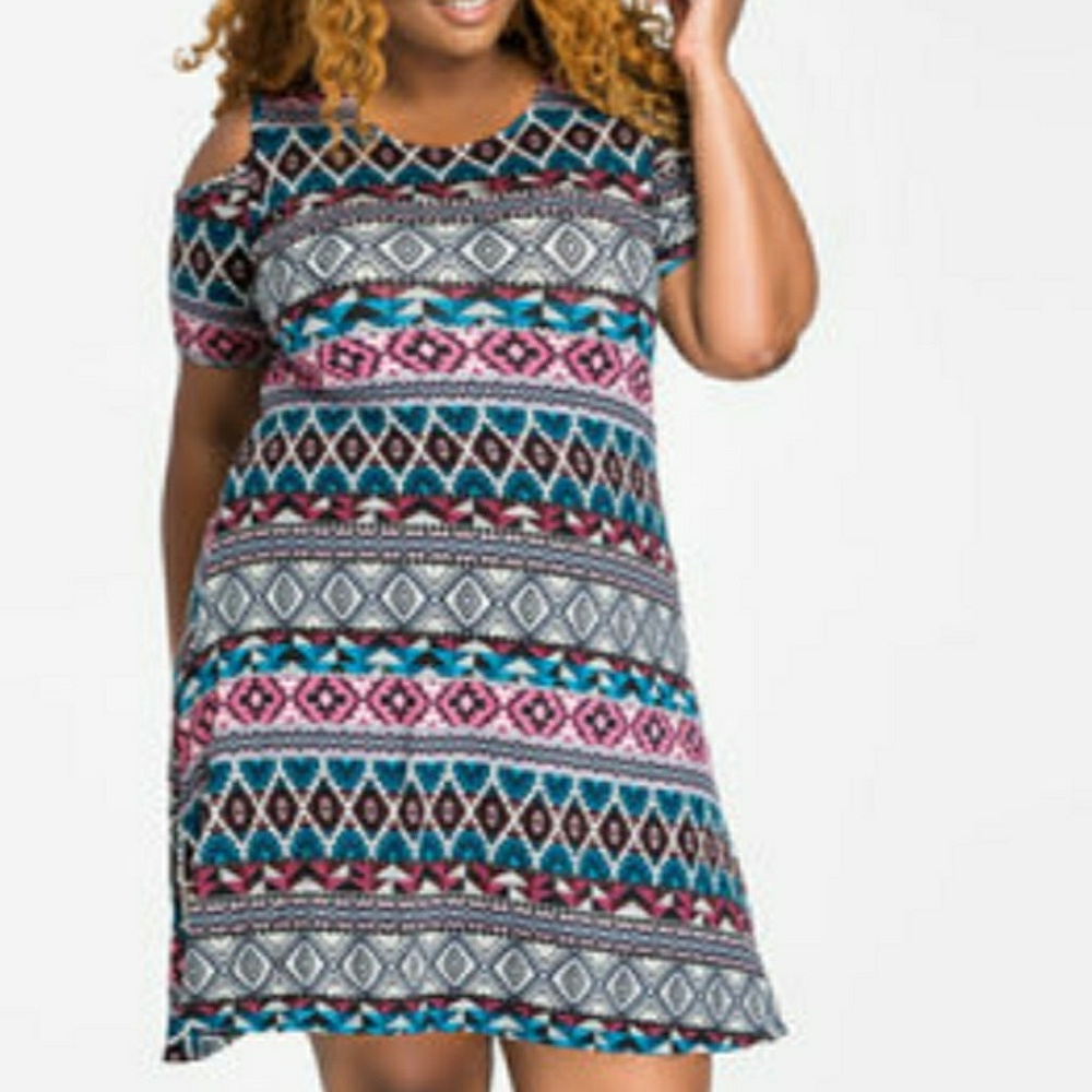 Geometric tribal print dress