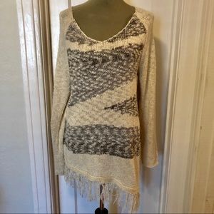 Oversized Asymmetric Fringe Sweater