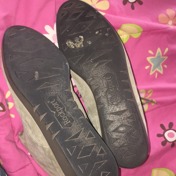 Genuine leather beige booties, women's 7.5 wide - Picture 3 of 4