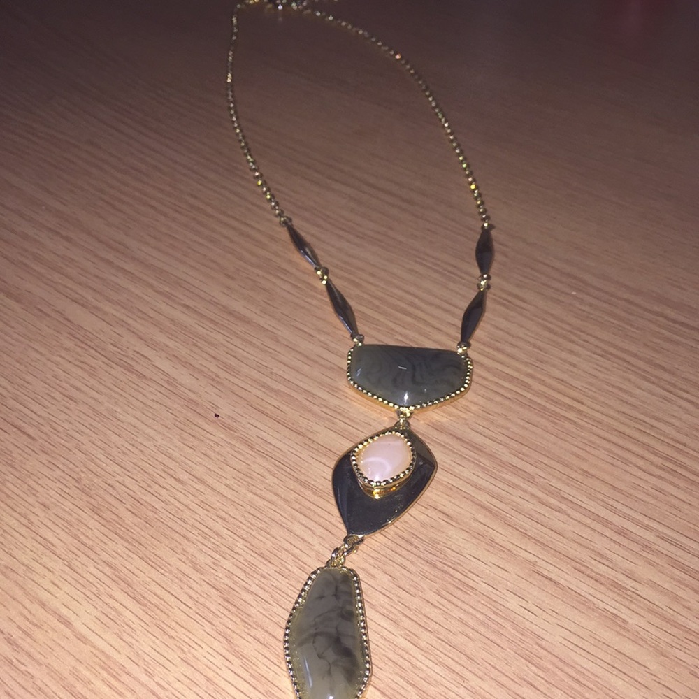 Grey and Pink Stone Gold necklace