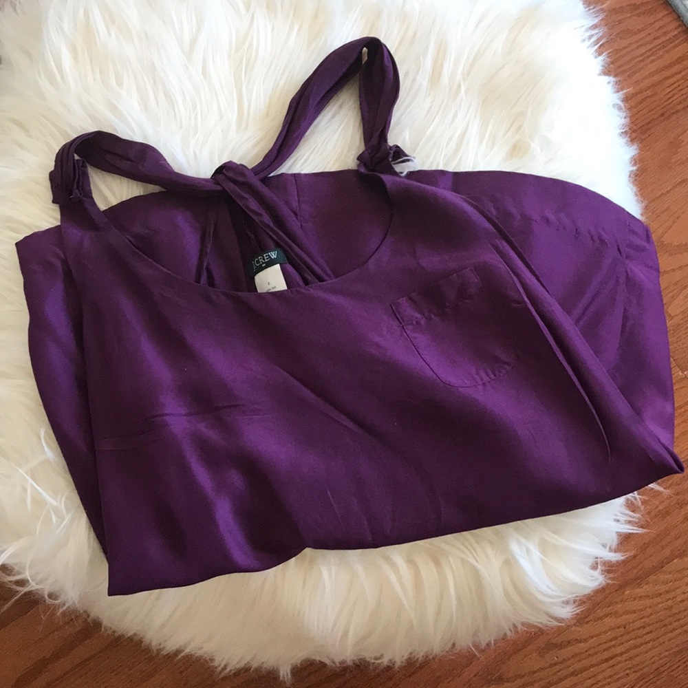 J crew silk slide back tank in rich purple
