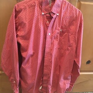 Red cinch button down