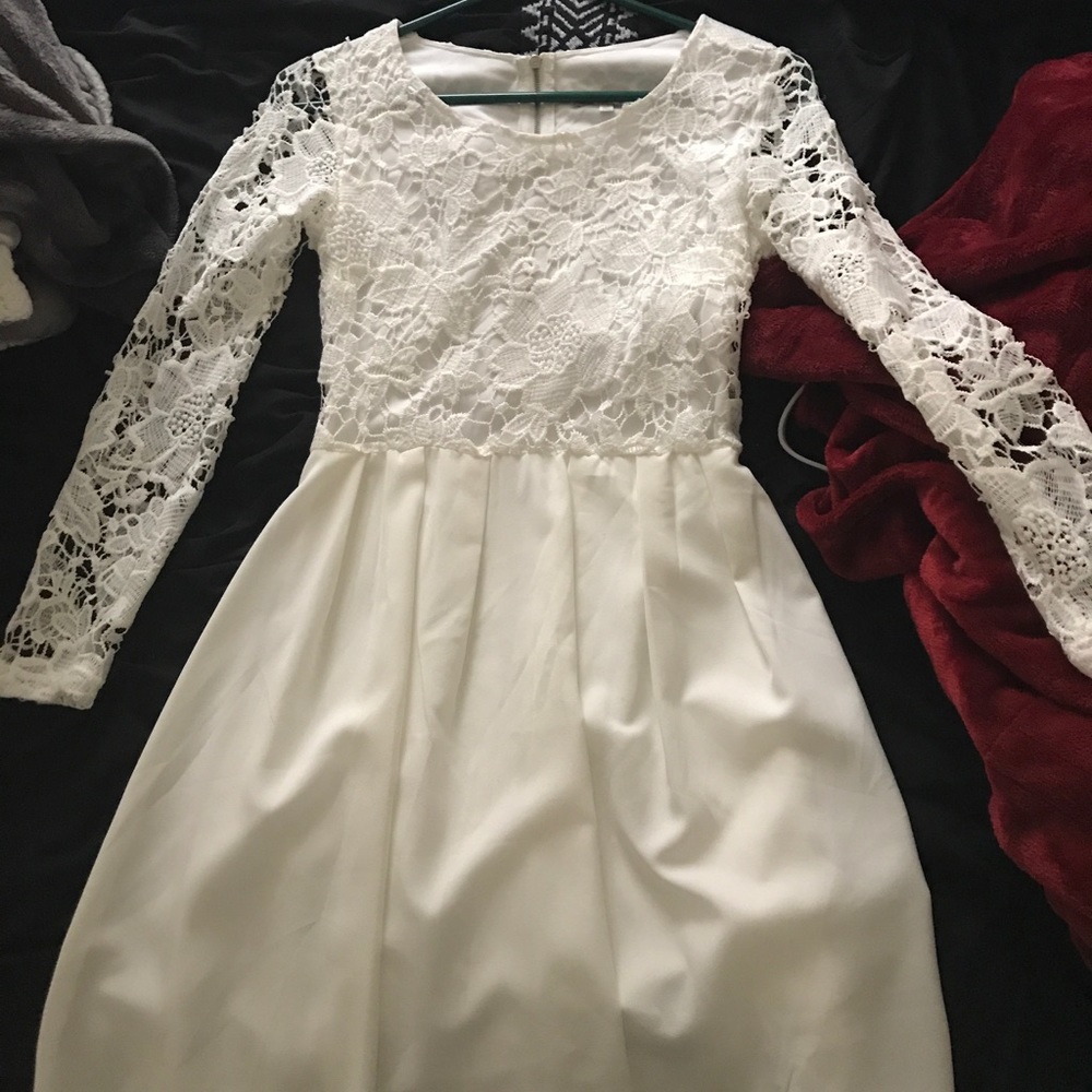White long sleeve dress.
