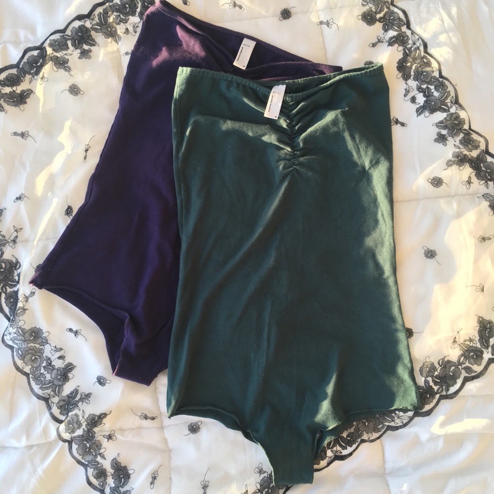 Two American Apparel Strapless Bodysuits