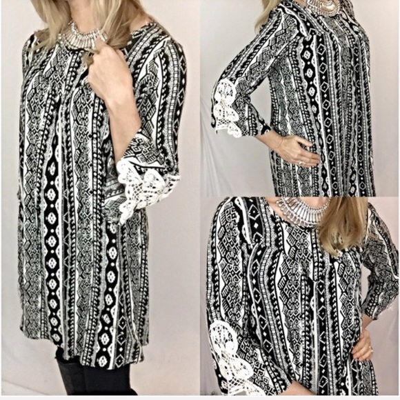Boho Lace Relaxed Tunic Dress M/L - Picture 3 of 3