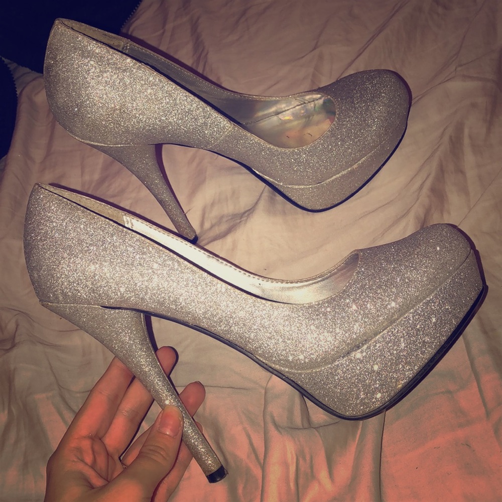 Sparkly silver heels