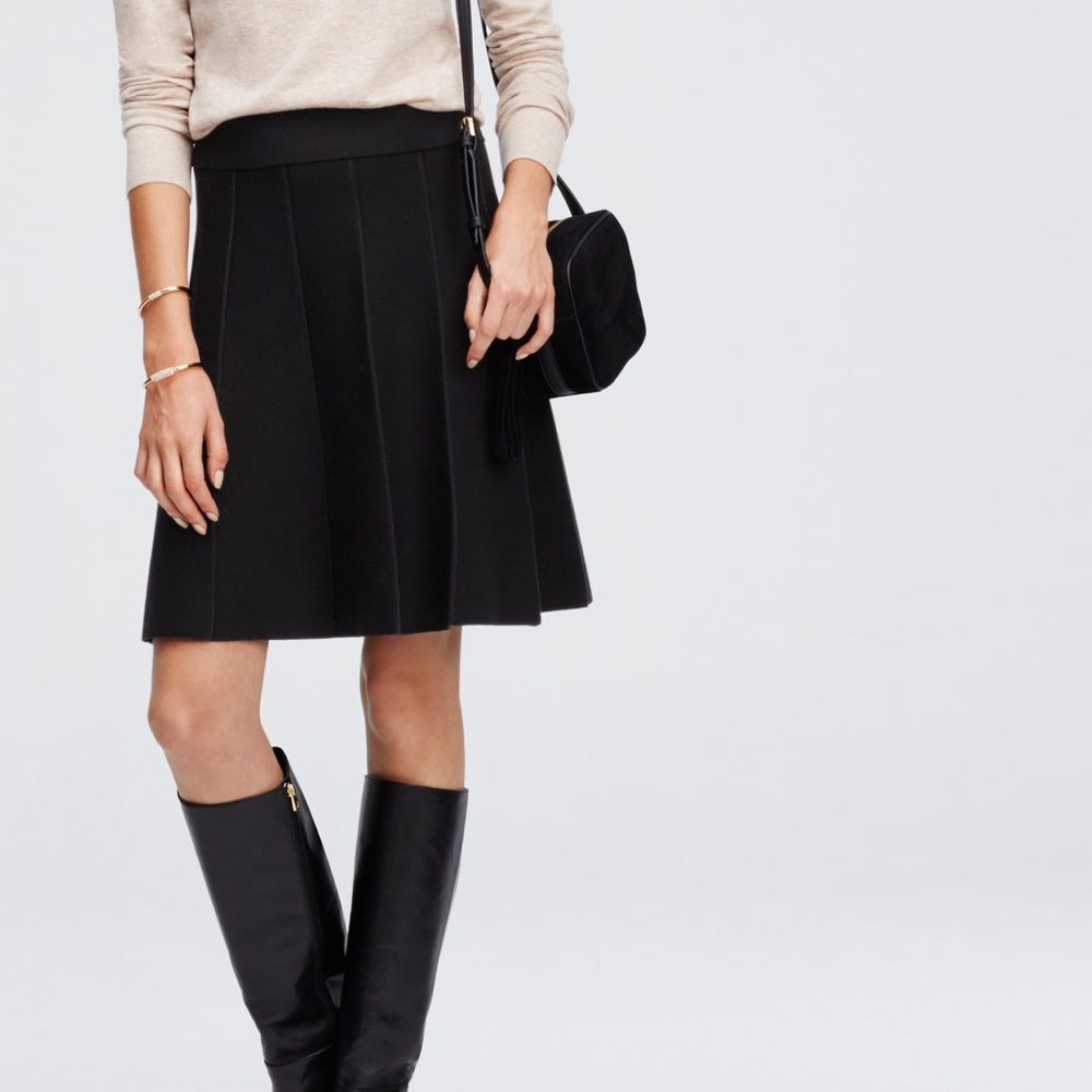 Ann Taylor Black Pleated Sweater Skirt