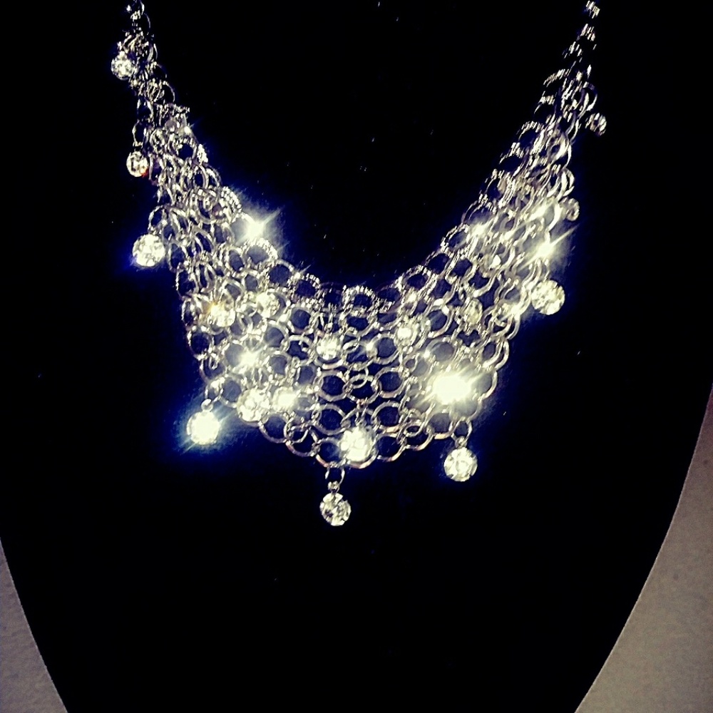 Silver statement necklace & earring set