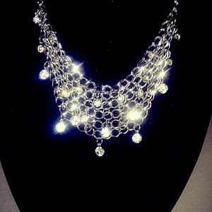 Silver statement necklace & earring set