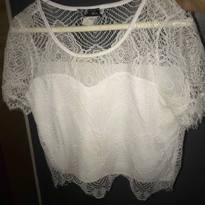 White lace crop top