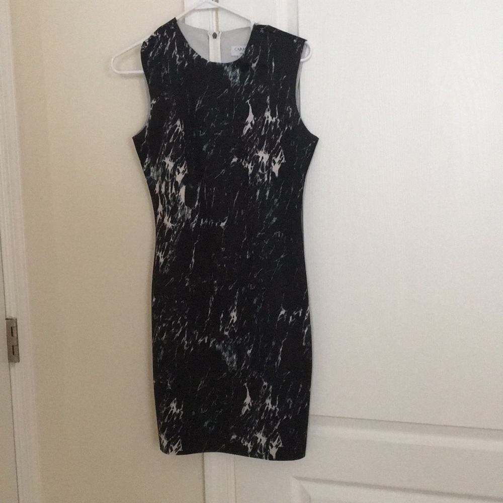 Black, blue and white dress