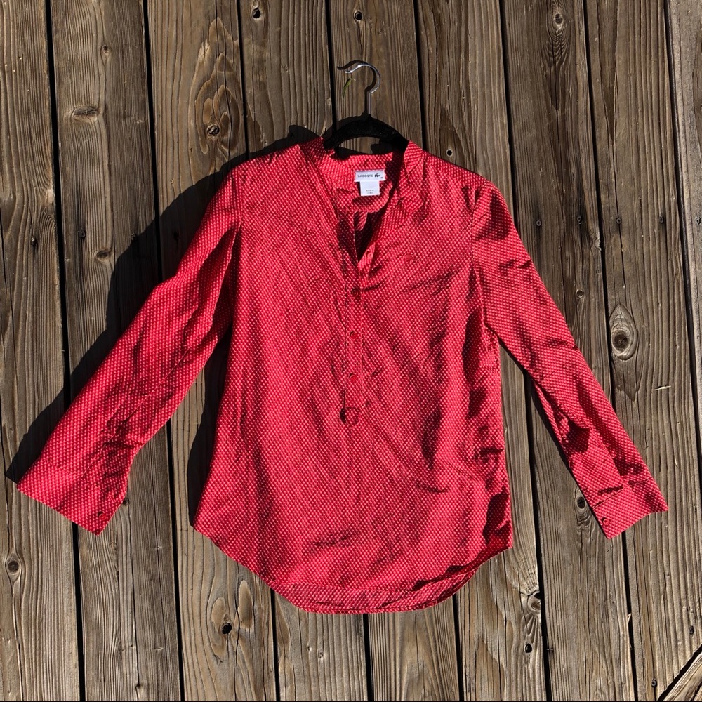 Lacoste Long Sleeve Printed Cotton Silk Blouse