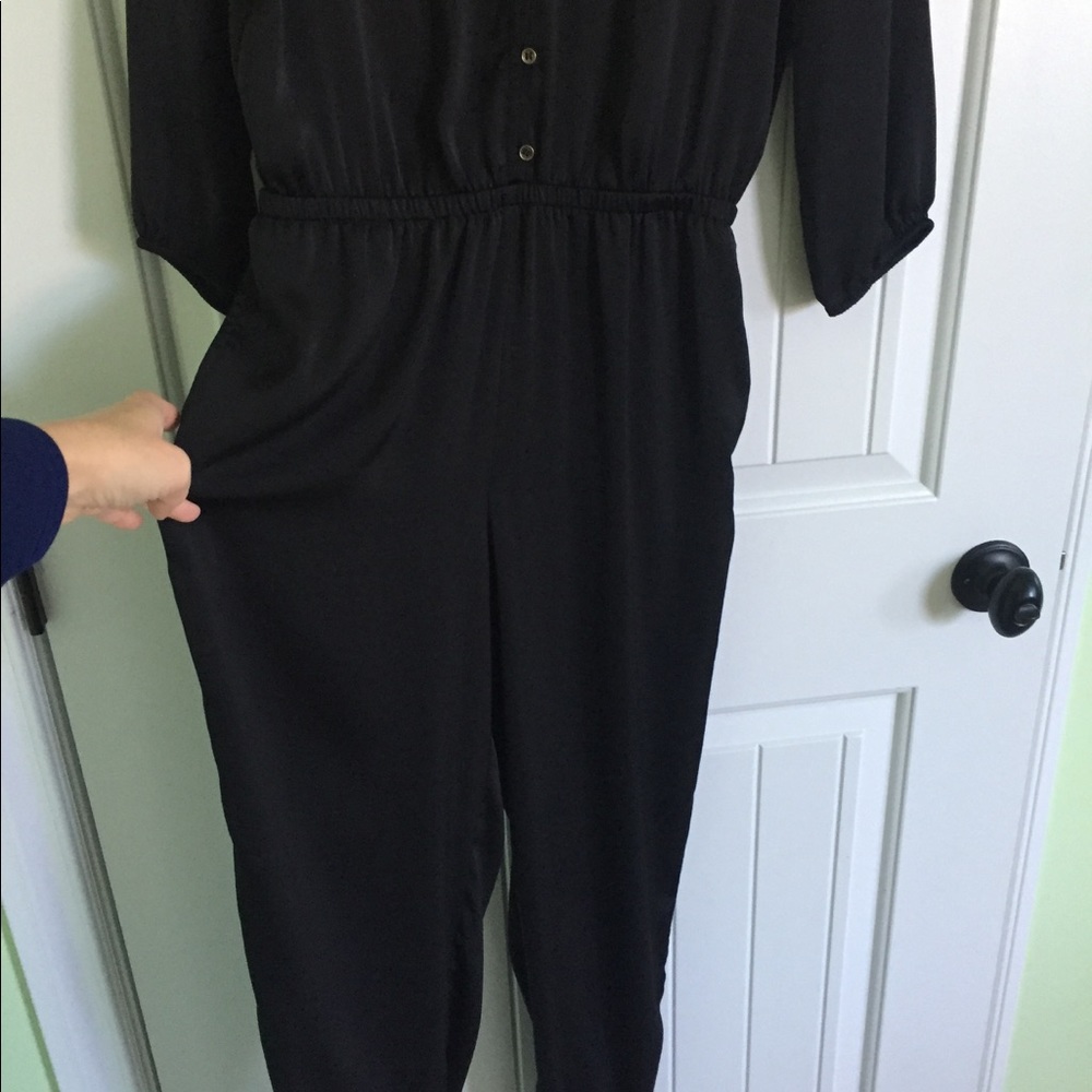 Black silky pants Romper