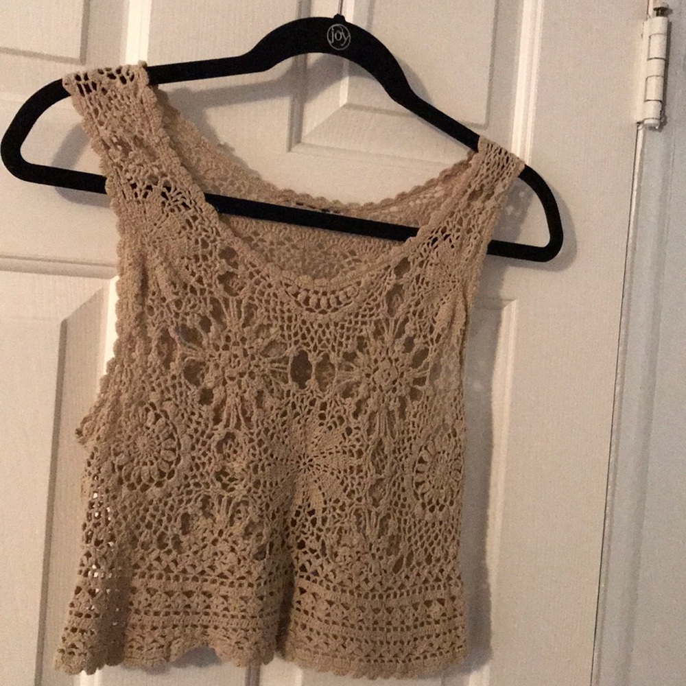 Crochet tan crop top