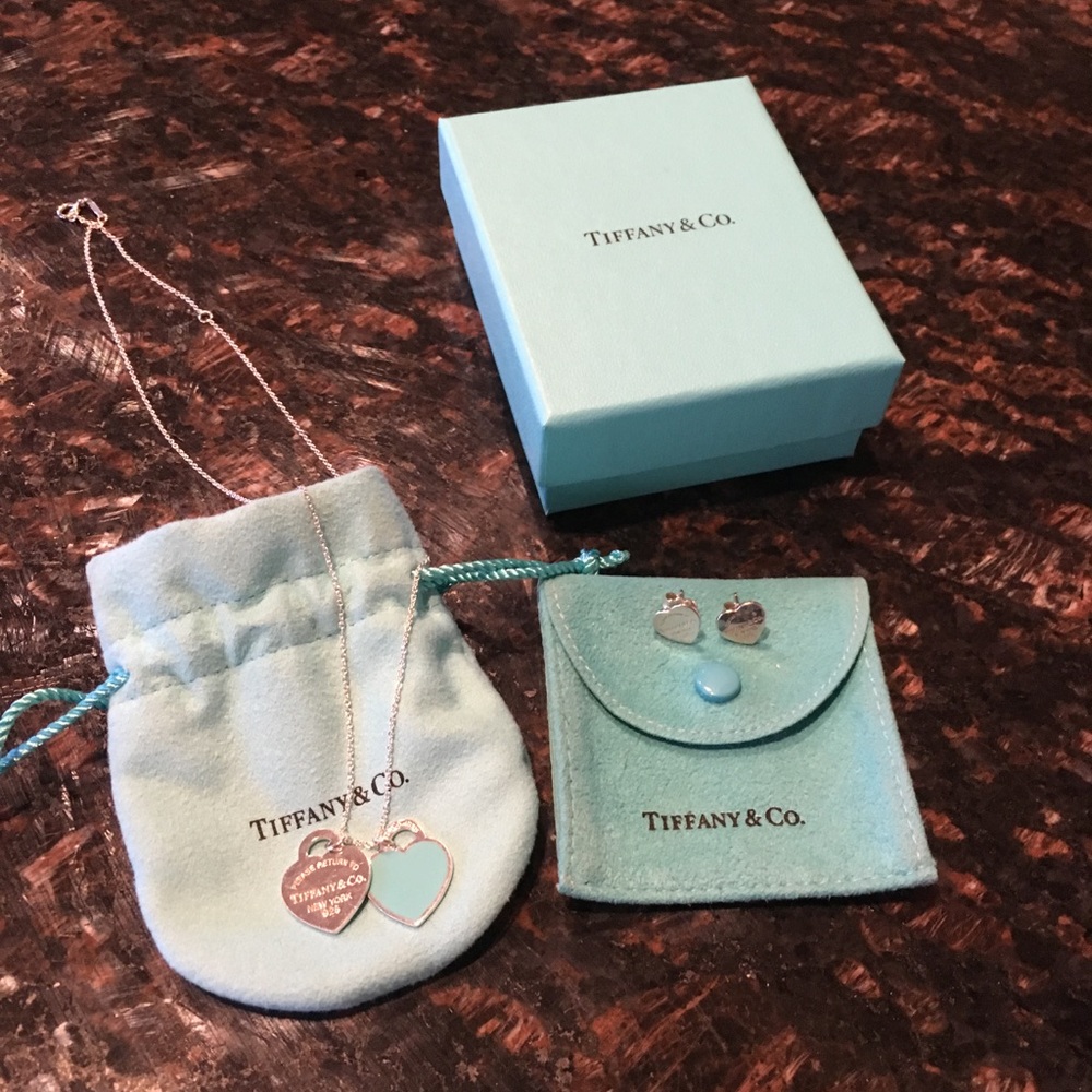 Like new small Tiffany necklace and earrings