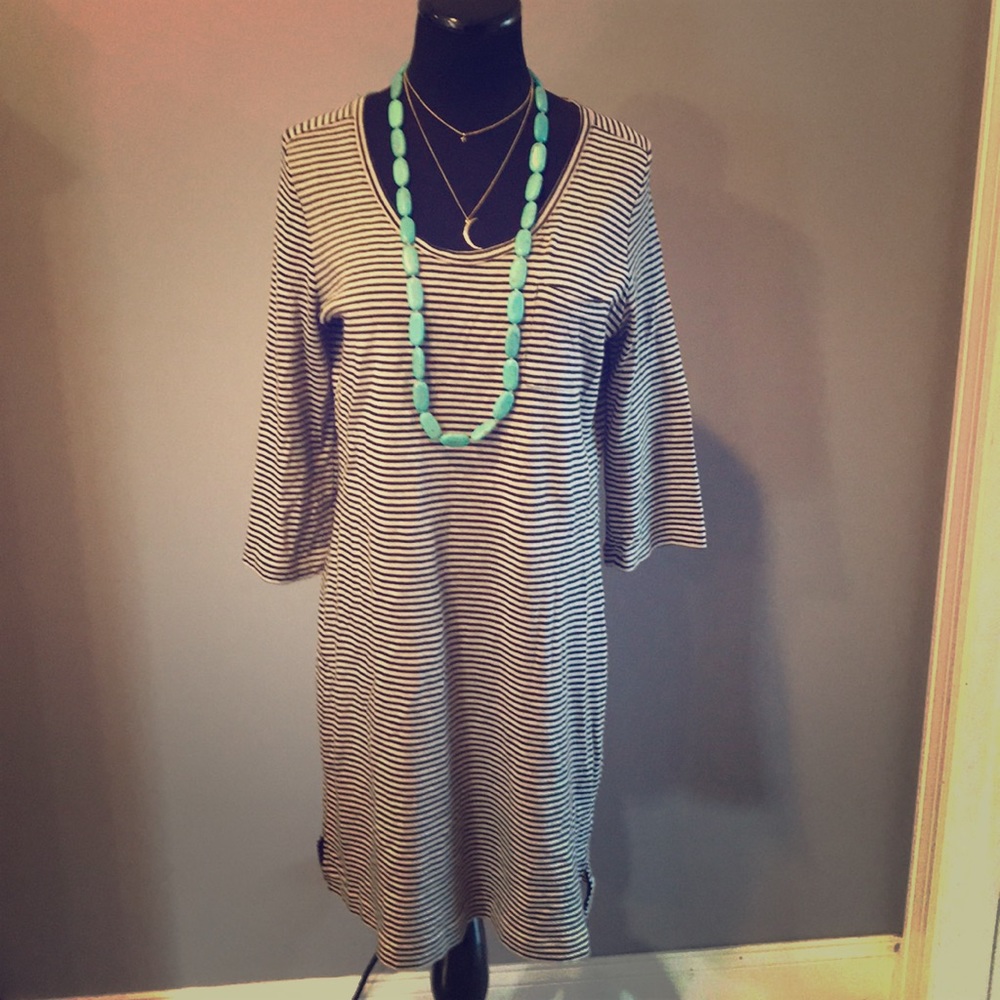J Crew grey & black striped t-shirt dress