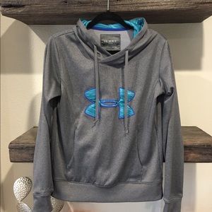 Under Armour Women's Hoodie Gray Teal Blue Sz M