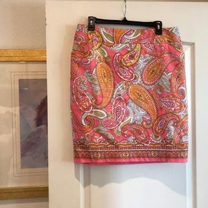 Lovely Charter Club, Coral Paisley Print Skirt