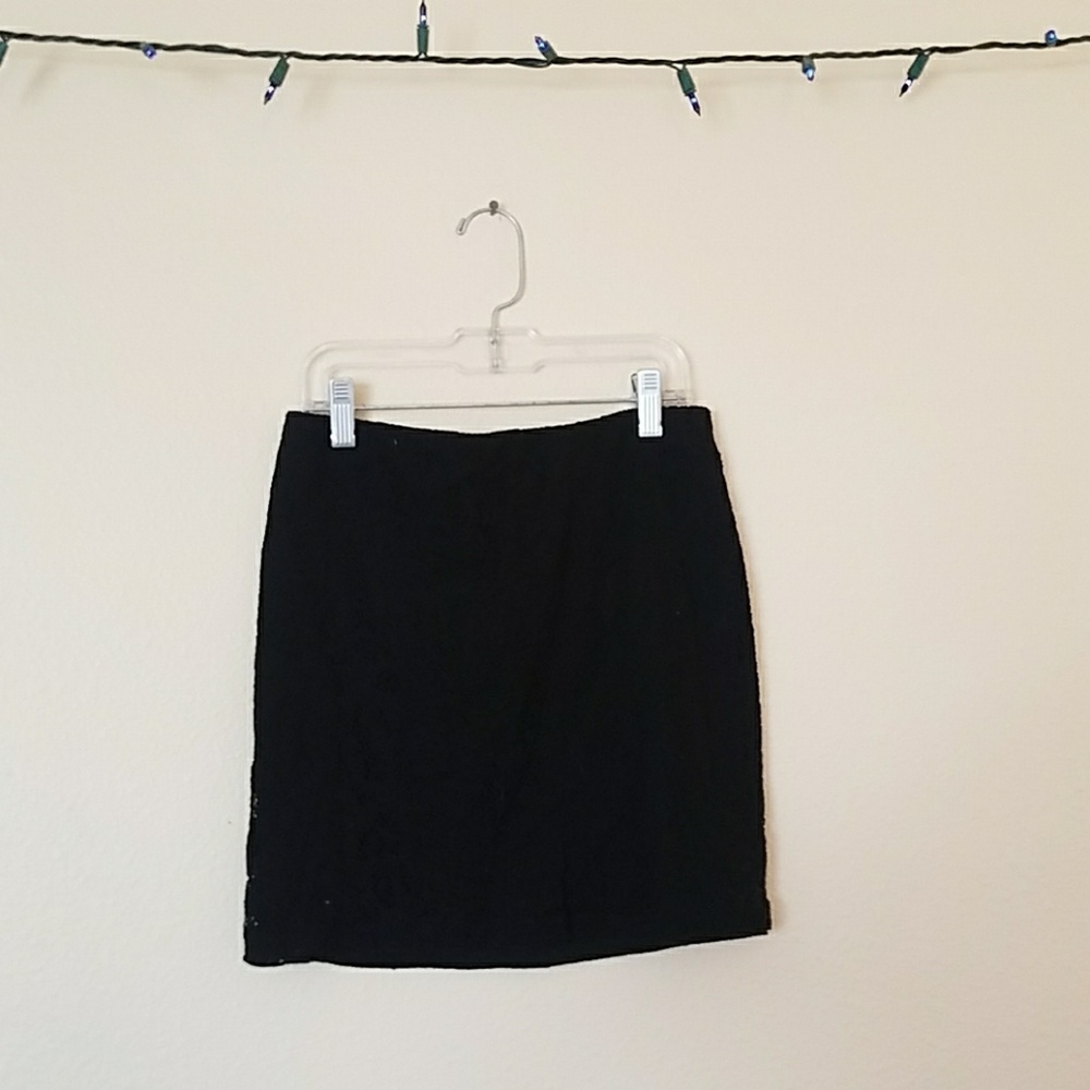 No Boundaries Small Black Lacey Pencil Skirt