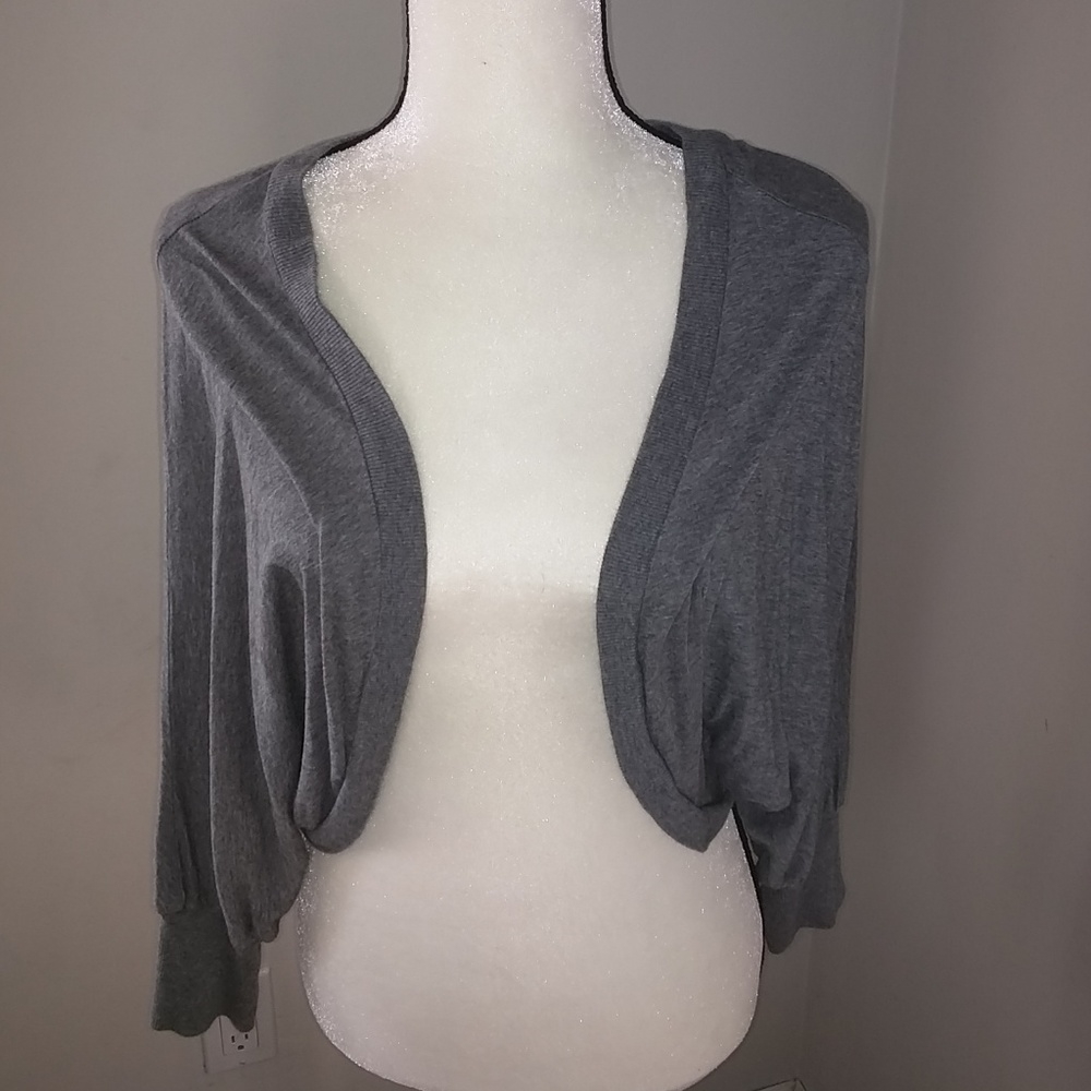 Gray open front cardigan