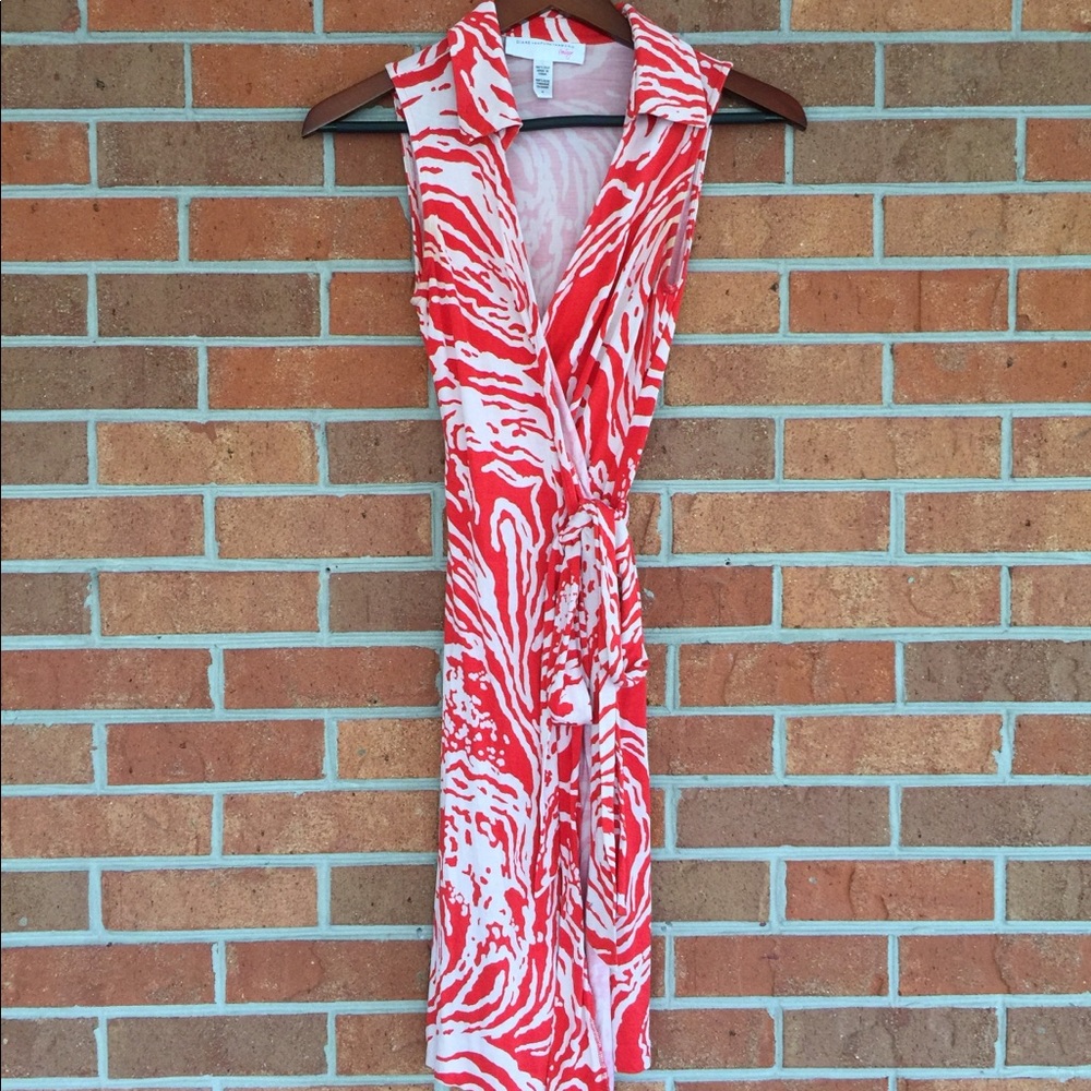DVF sleeveless wrap dress