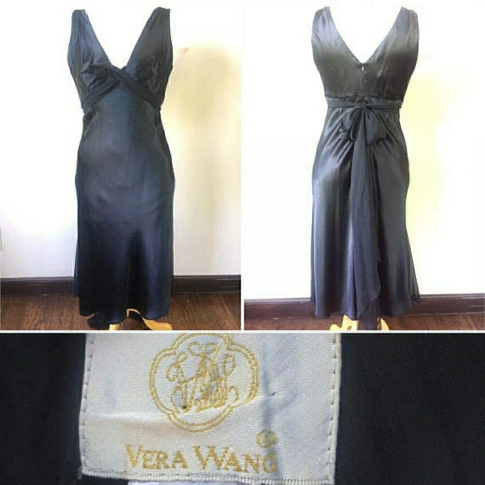 Vera wang evening dress bias cut black dress