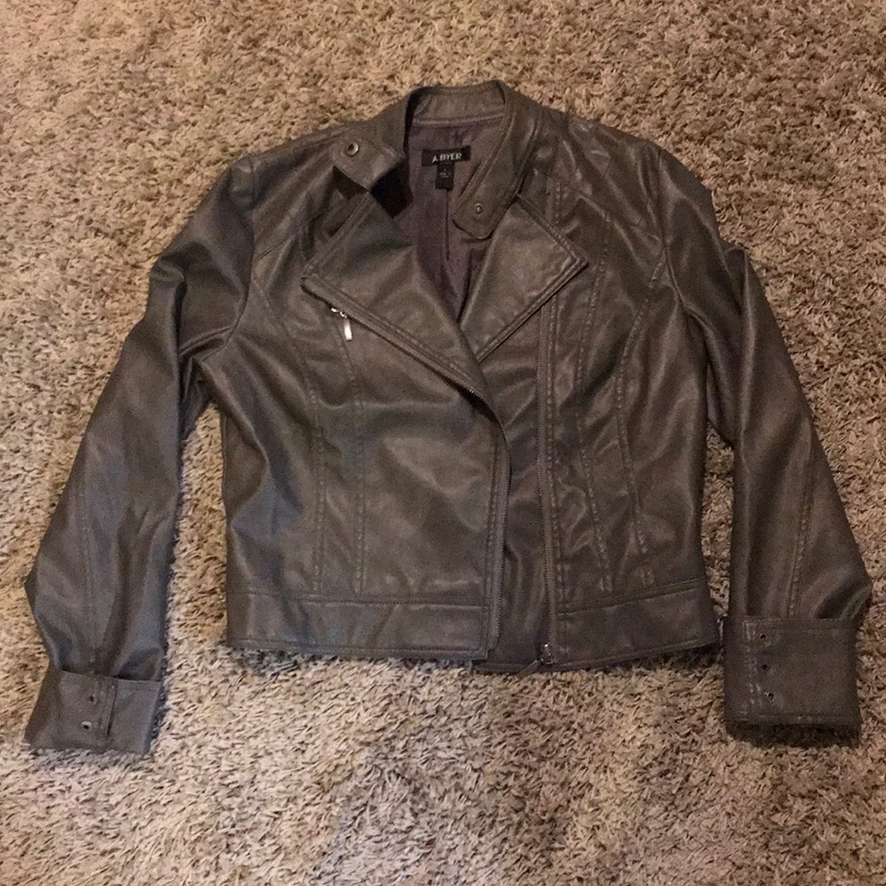 A. Byer Grey faux leather jacket