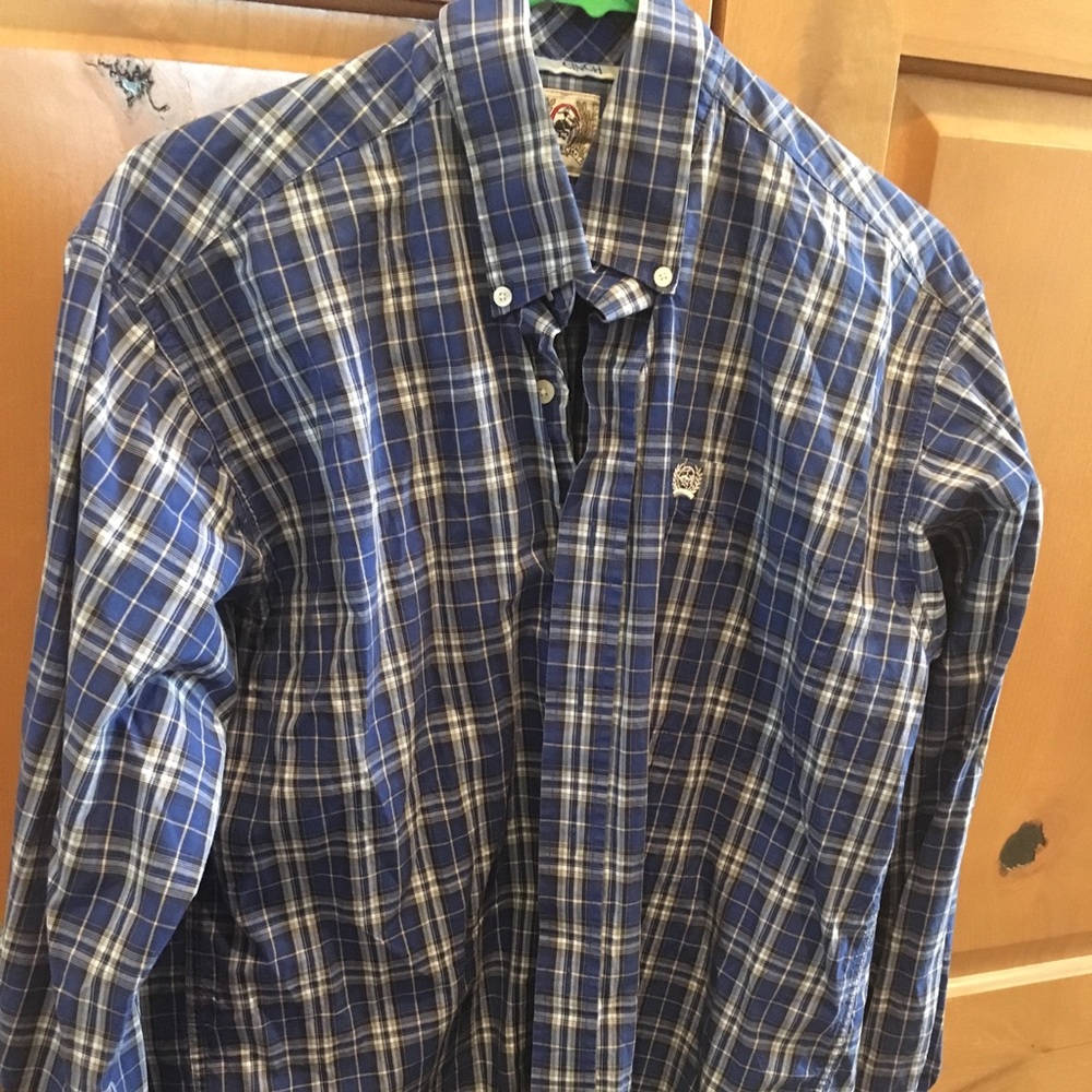 Blue plaid cinch shirt