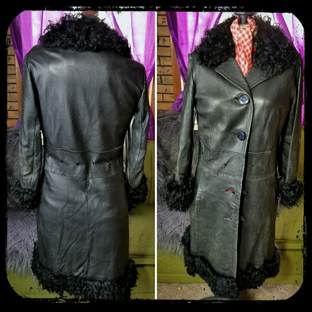 Authentic LEDASPAIN Leather Jacket with fur trim