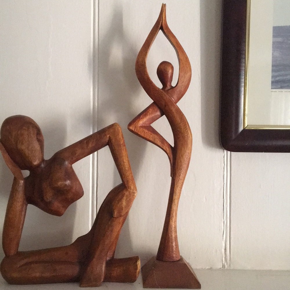 Hand Carved Yoga Figures (jewelry holders)