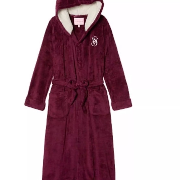 VICTORIAS SECRET PINK SHERPA LINED ROBE COZY GOLD SEQUINS XS//S M//L New Free Ship