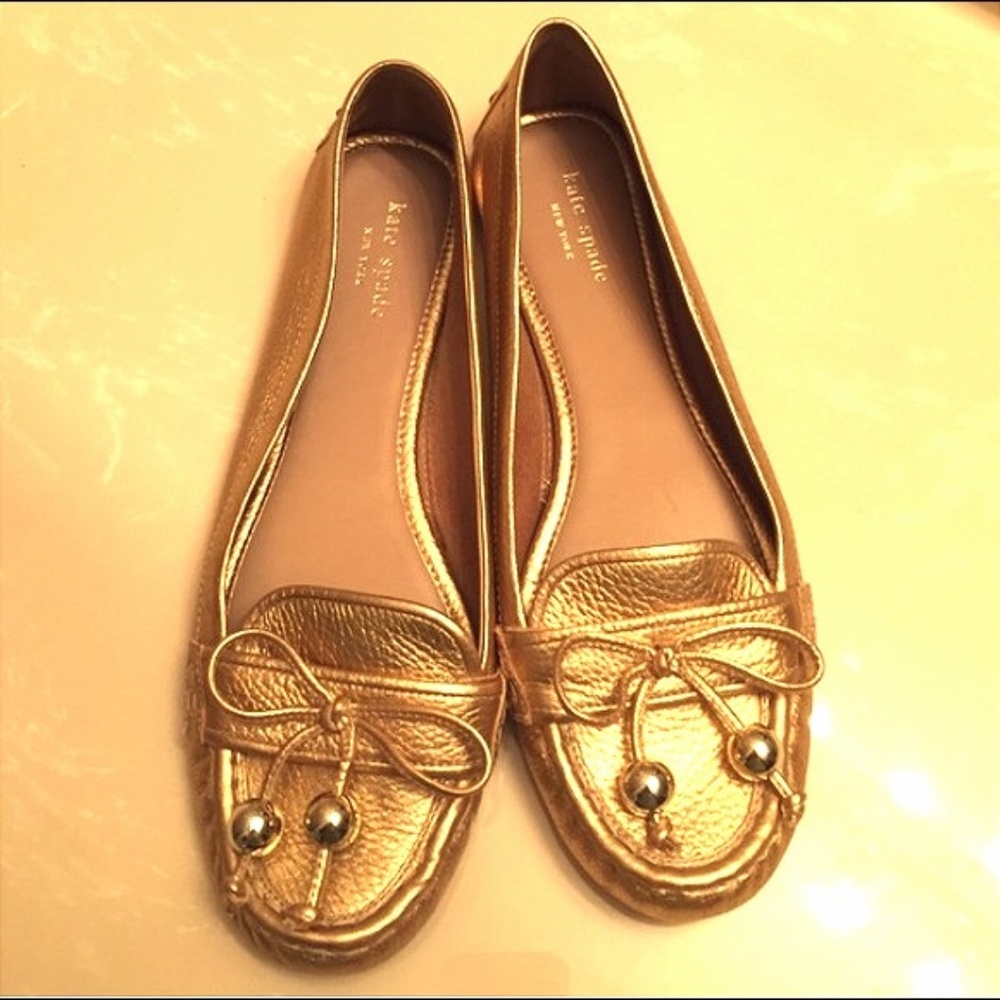 Kate Spade Gold Flat Loafers