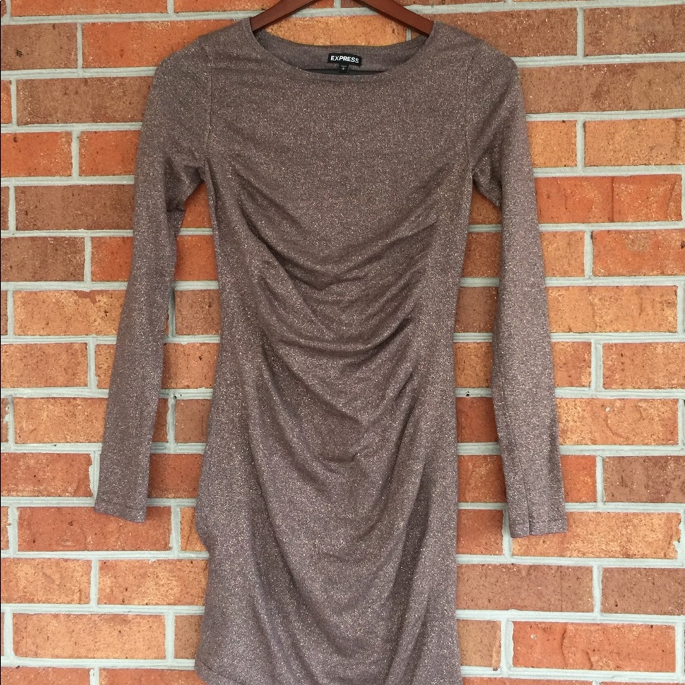 Express sparkly gold sweater dress