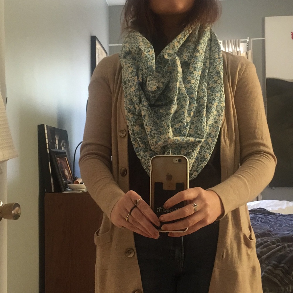 Blue floral infinity scarf
