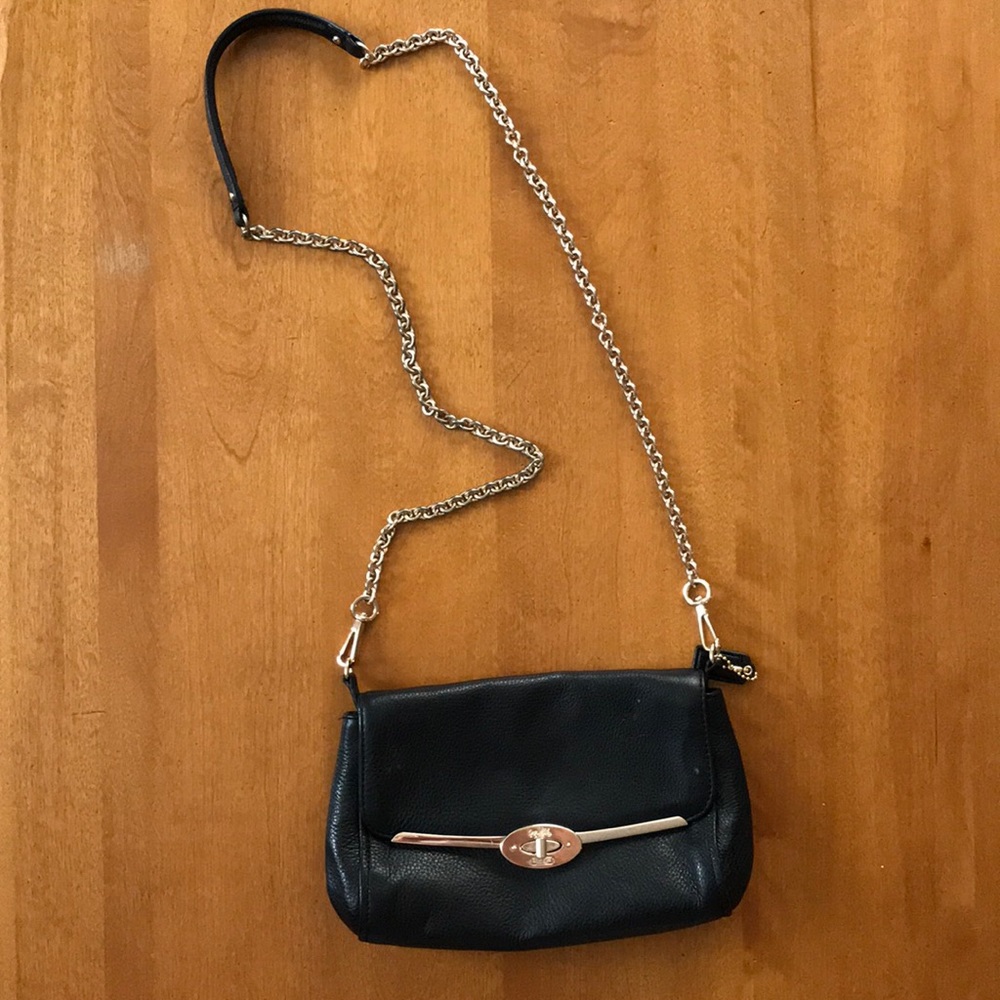 Coach black leather crossbody