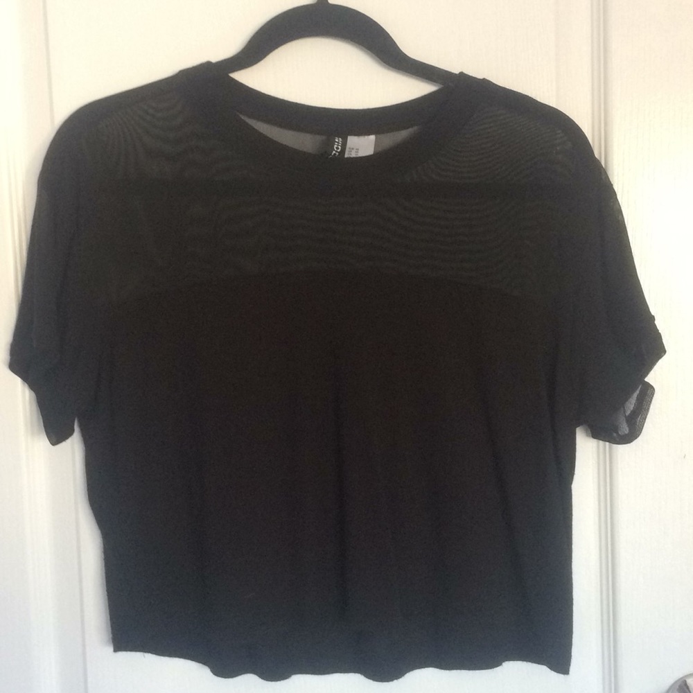 mesh panel black tee