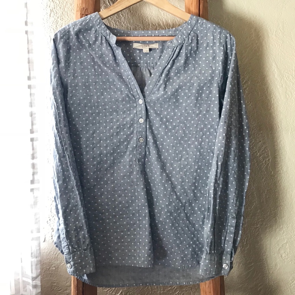 Ann Taylor Loft Flowerdot Chambray Shirt